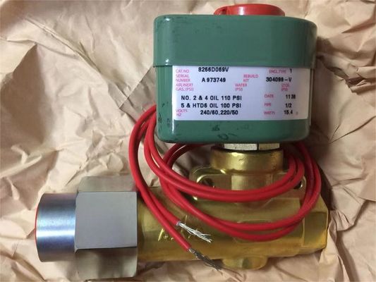 8266D069V 1/2" NPT Emerson ASCO 2 Way Solenoid Valve Olio di combustibile 120VAC 1/4"