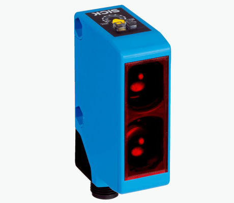 Sensore fotoelettrico compatto SICK W250-2P2431 con luce rossa visibile e numero di parte 6044699