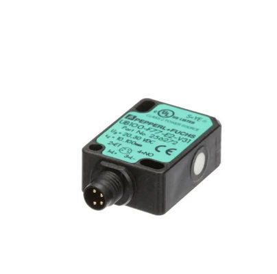 Sensore di rilevamento diretto ad ultrasuoni di Pepperl Fuchs UB100-F77-E2-V31 con ritardo di risposta ≤ 50 ms Massa di 10 g