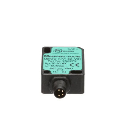Sensore di rilevamento diretto ad ultrasuoni di Pepperl Fuchs UB100-F77-E2-V31 con ritardo di risposta ≤ 50 ms Massa di 10 g