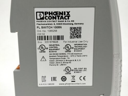 FL SWITCH 1008N 1085256 Industrial Ethernet Switch con livello di protezione IP54 e costante di cella 0,05 cm-1