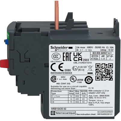 Relè di sovraccarico termico duraturo Schneider Electric LRD21 con spaziatura per foro di montaggio da 7,87" a 200,00 mm e interfaccia NAMUR