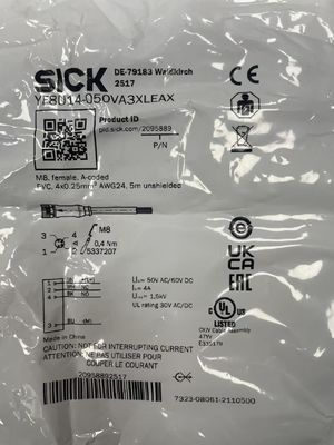 Terminali IP20 EN 60529 SICK YF8U14-050VA3XLEAX Cavo sensore/attuatore con assorbimento di corrente di 40 mA