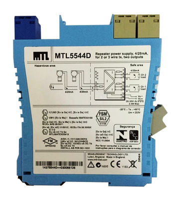 MTL5544D Ripetitore alimentazione MTL strumenti 4/20ma per 2 o 3 trasmettitori fili due uscite