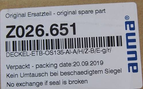 Z026.651 Parti di attuatori AUMA per attuatori multi-torno SA 30.1 / SAR 30.1 Sigilli